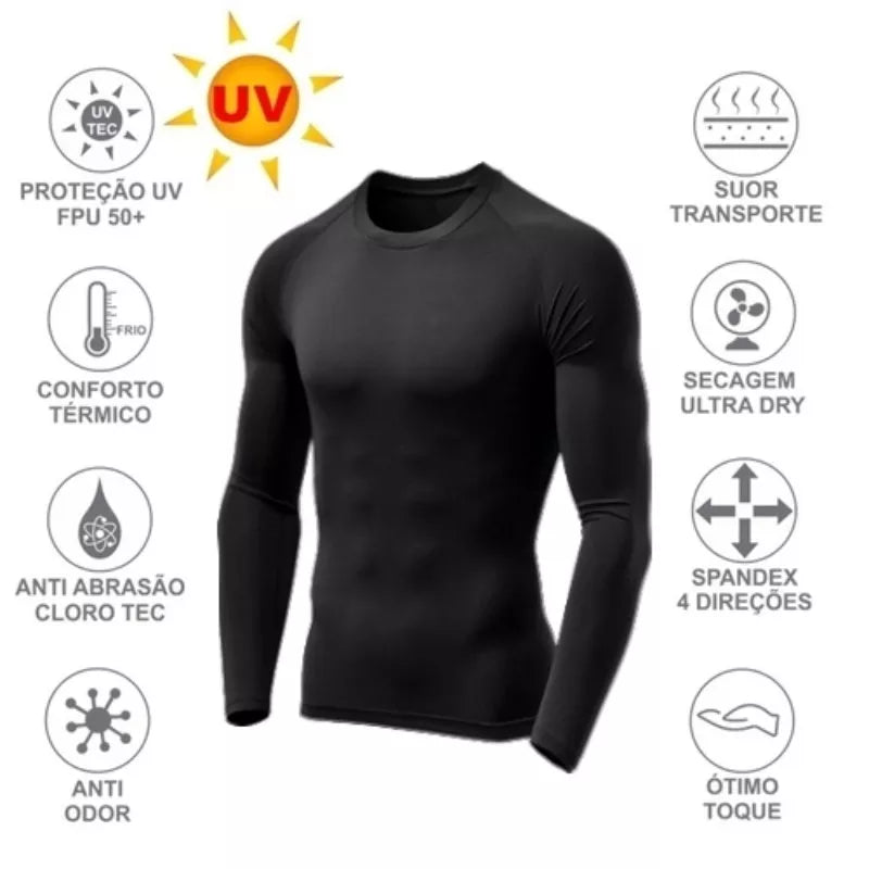 Camiseta Proteção Solar Térmica Compressão Segunda Pele Tecido Gelado UV 50+ Várias Cores Atacado e Varejo Unissex Masculino Fem - lojas atacadito 